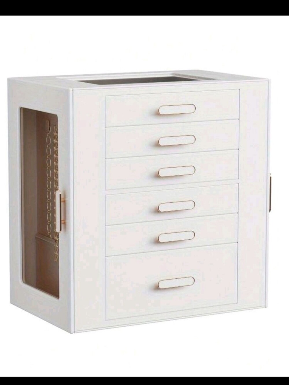 White Jewelry Storage Box with Mirrors - Elegant Multi-Drawer Organizer - Picture 7 of 7